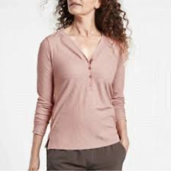 ATHLETA Uptempo Ribbed Henley long sleeve (fits  like fitted XS) - Picture 1 of 7